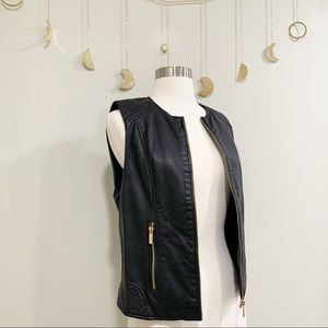 Calvin Klein Faux Black Leather Vegan Vest. Size S